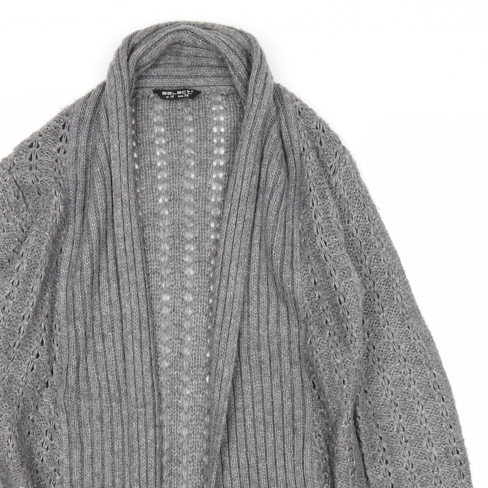 Select Womens Grey V-Neck Acrylic Cardigan Jumper Size 10