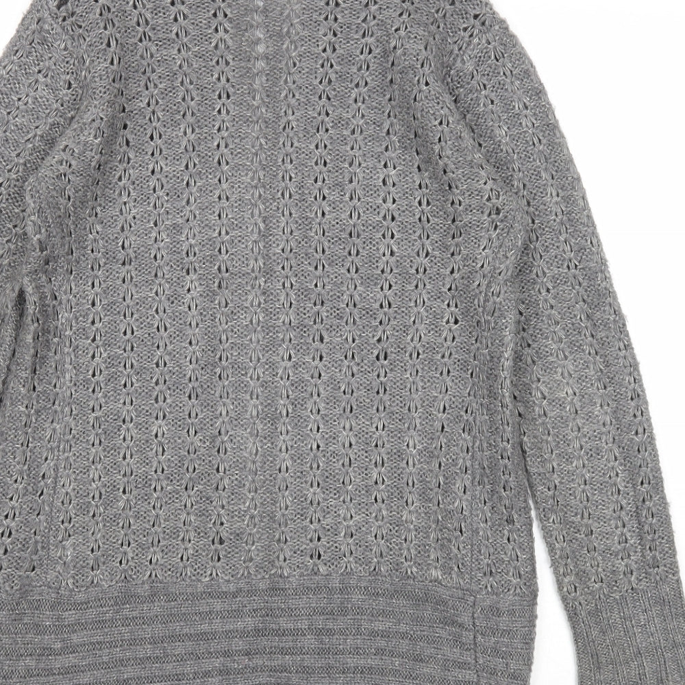 Select Womens Grey V-Neck Acrylic Cardigan Jumper Size 10