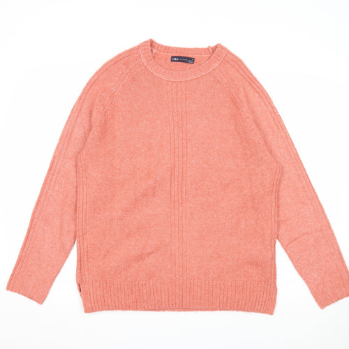 Marks and Spencer Womens Red Round Neck Acrylic Pullover Jumper Size M