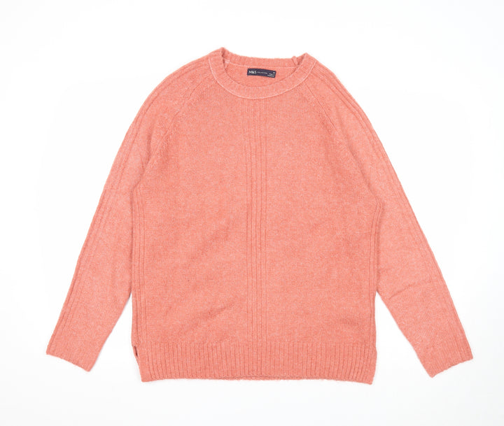 Marks and Spencer Womens Red Round Neck Acrylic Pullover Jumper Size M