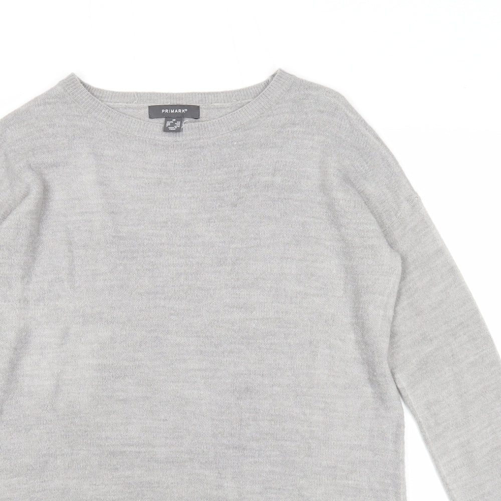 Primark Womens Grey Round Neck Acrylic Pullover Jumper Size 6 - Size 6-8