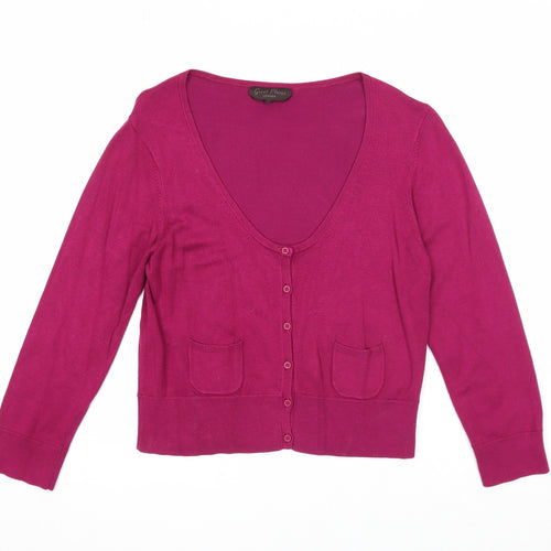 Great Plains Womens Purple Scoop Neck Viscose Cardigan Jumper Size S