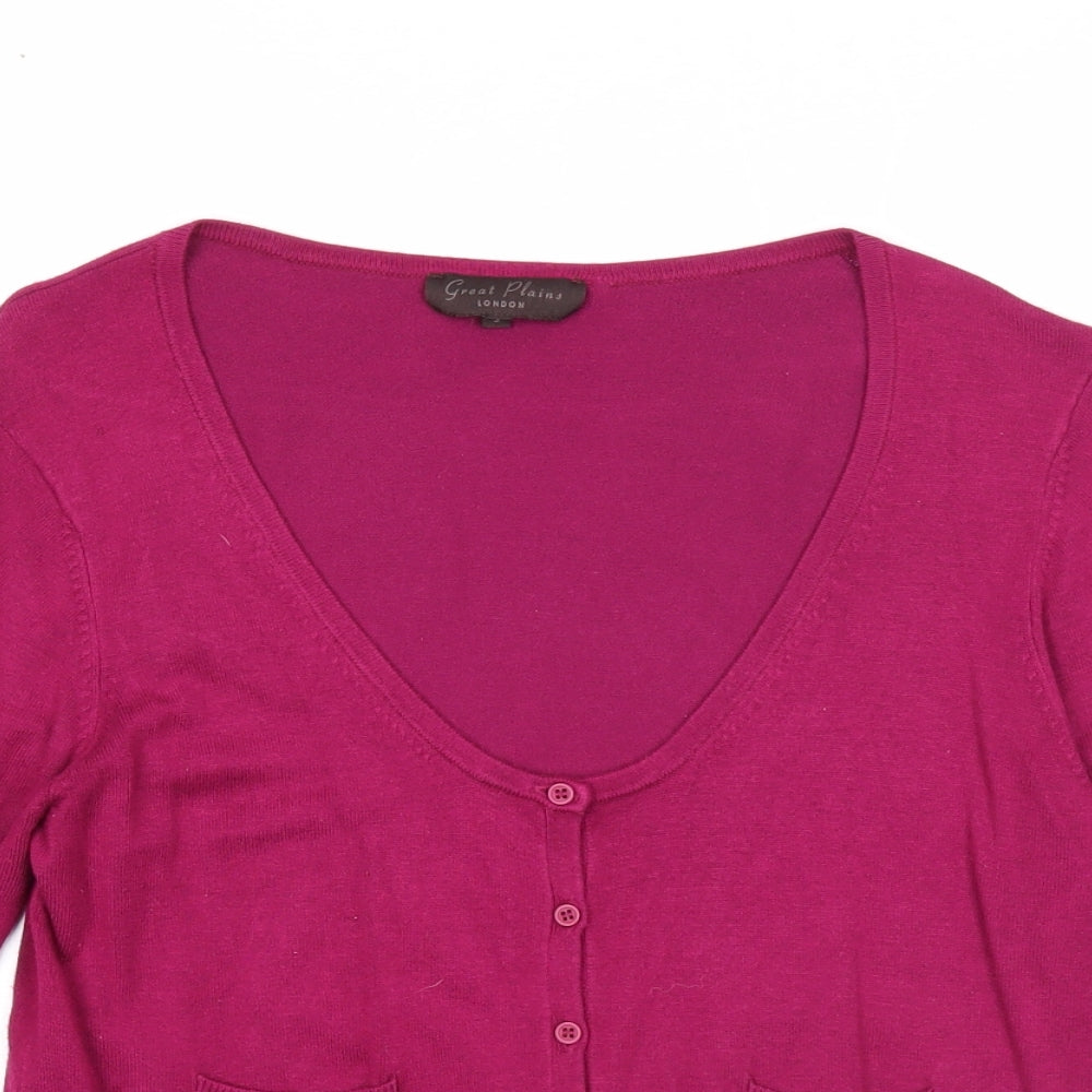 Great Plains Womens Purple Scoop Neck Viscose Cardigan Jumper Size S