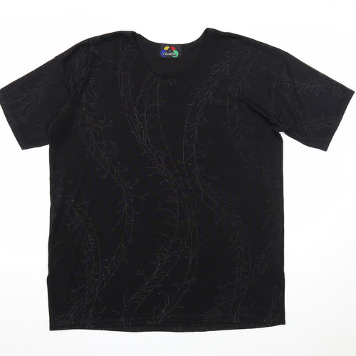 Challis Womens Black Acetate Basic T-Shirt Size 2XL Round Neck