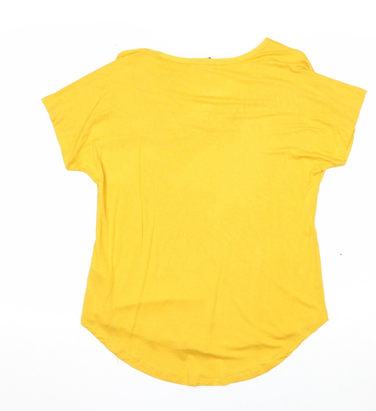 Peacocks Womens Yellow Viscose Basic T-Shirt Size 12 V-Neck