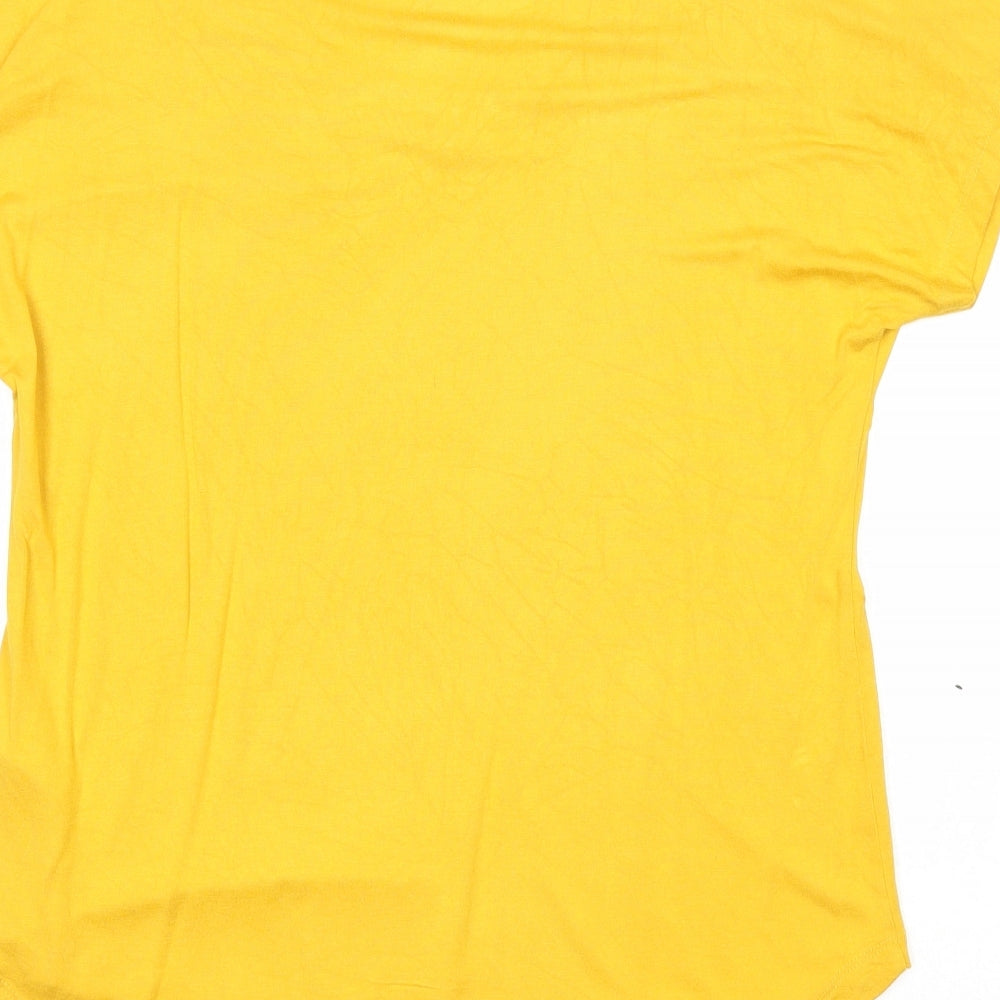 Peacocks Womens Yellow Viscose Basic T-Shirt Size 12 V-Neck