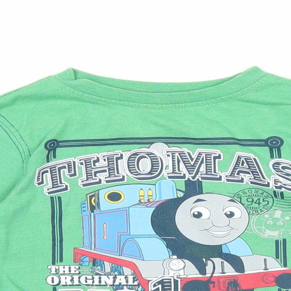 Nutmeg Boys Green Cotton Pullover T-Shirt Size 18-24 Months Round Neck Pullover - Thomas The Tank Engine
