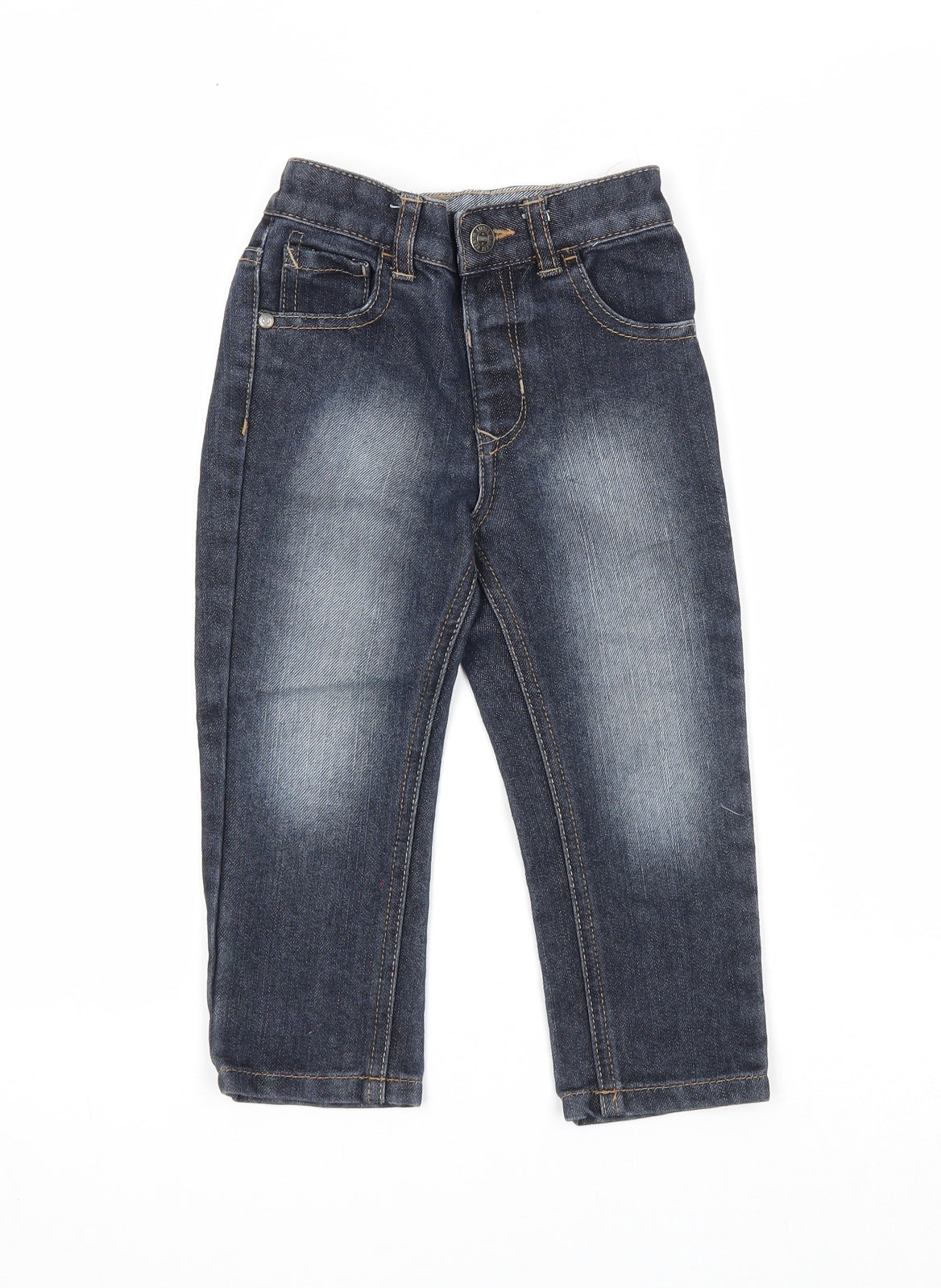George Boys Blue Cotton Straight Jeans Size 2-3 Years Regular Zip