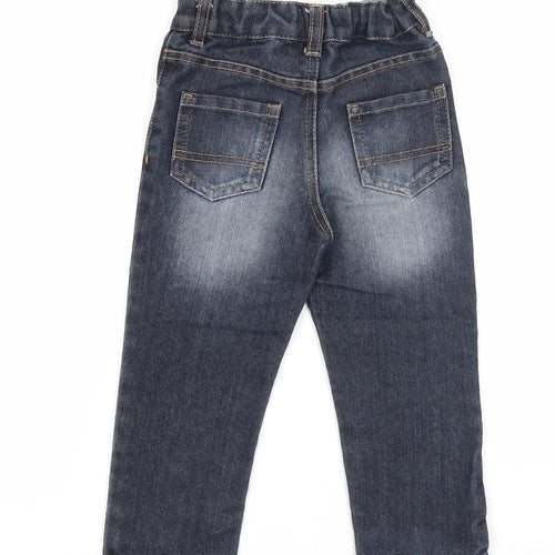 George Boys Blue Cotton Straight Jeans Size 2-3 Years Regular Zip