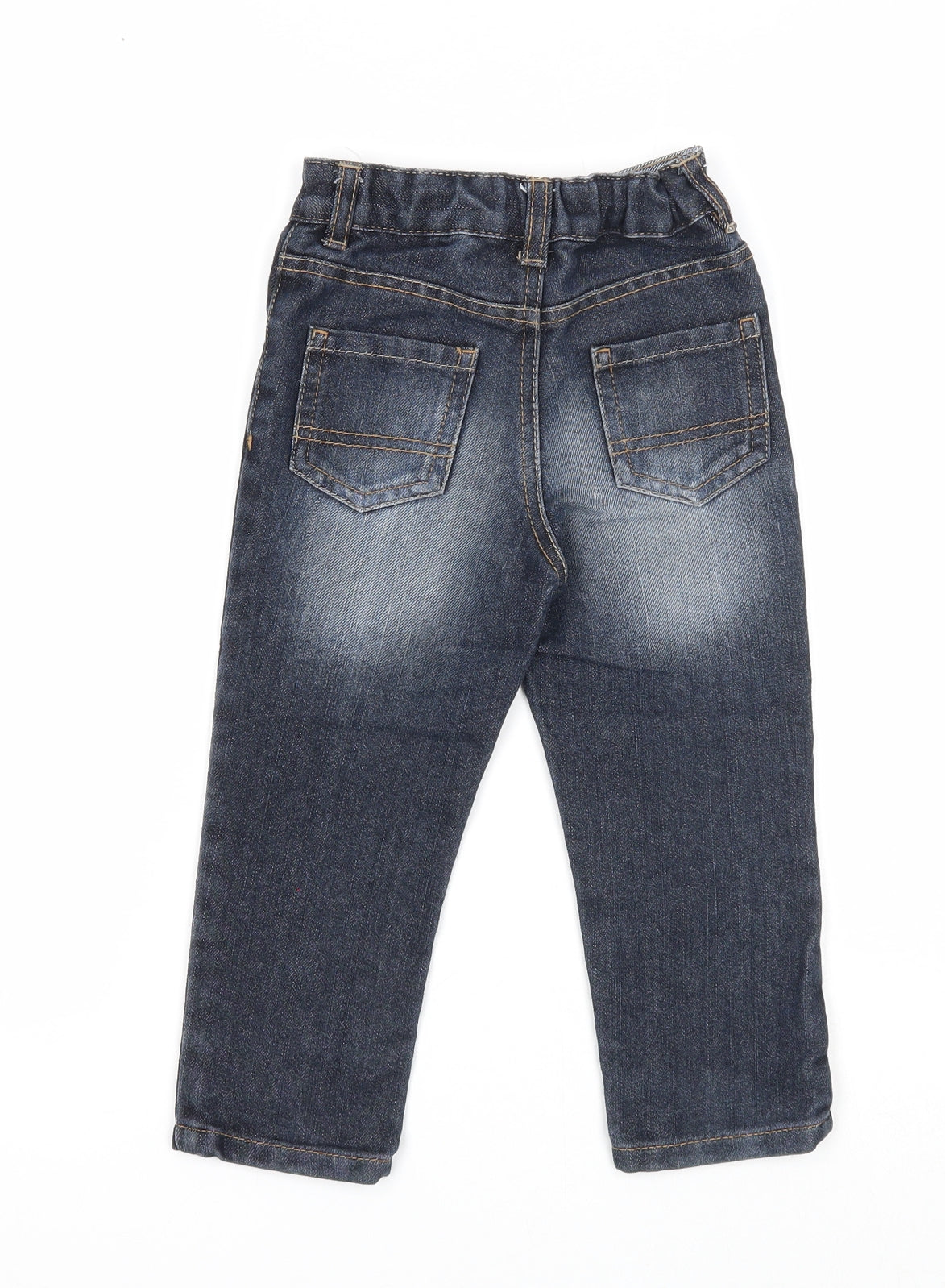 George Boys Blue Cotton Straight Jeans Size 2-3 Years Regular Zip