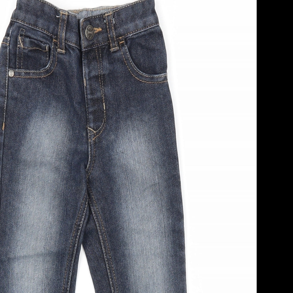 George Boys Blue Cotton Straight Jeans Size 2-3 Years Regular Zip