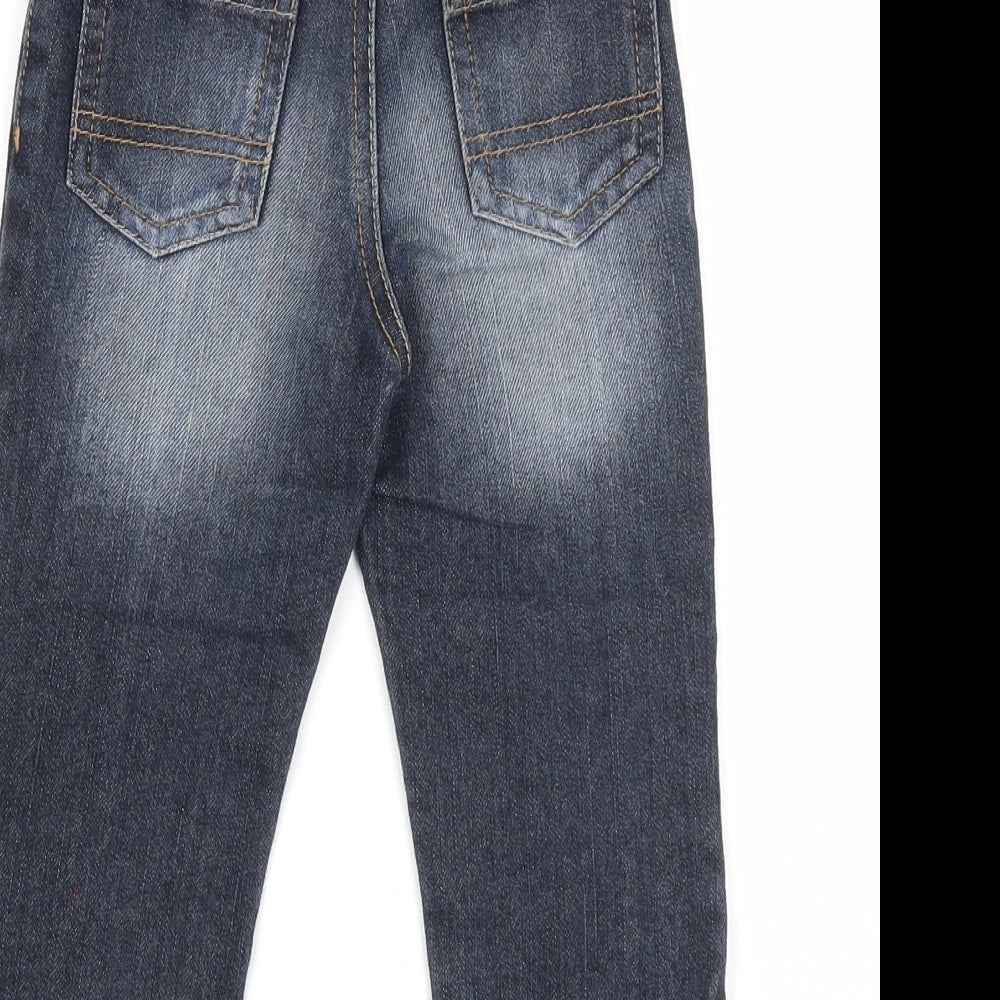 George Boys Blue Cotton Straight Jeans Size 2-3 Years Regular Zip