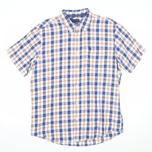 Lincoln Mens Multicoloured Plaid Cotton Button-Up Size M Collared Button