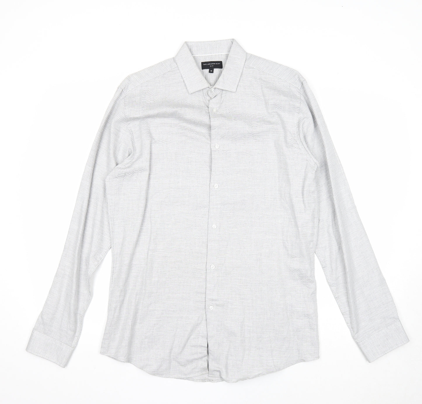 Taylor & Wright Mens Ivory Cotton Button-Up Size M Collared Button