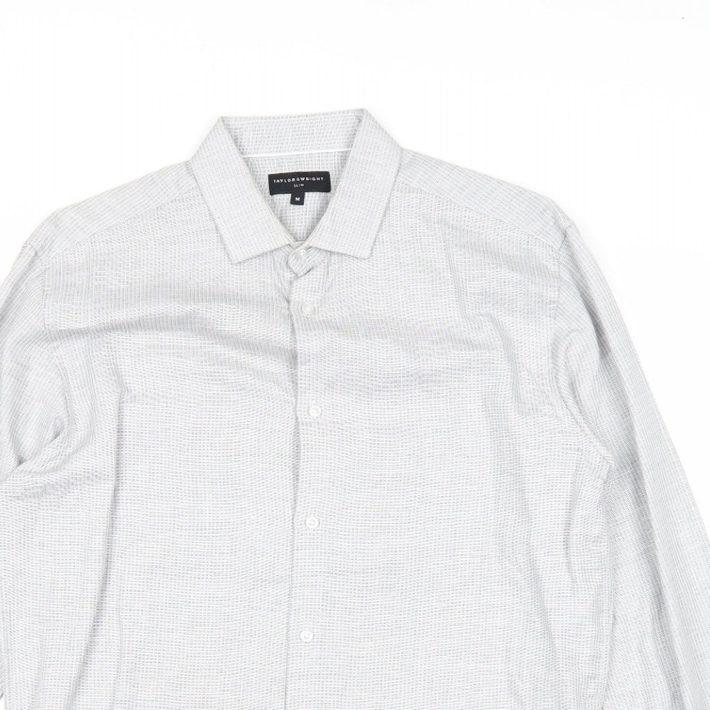 Taylor & Wright Mens Ivory Cotton Button-Up Size M Collared Button