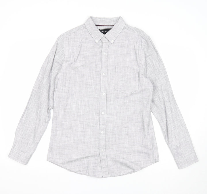 Red Herring Mens Ivory Cotton Button-Up Size M Collared Button
