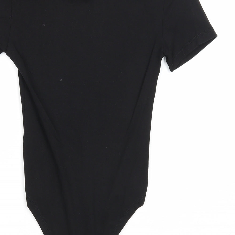 Primark Womens Black Cotton Bodysuit One-Piece Size 4 Snap