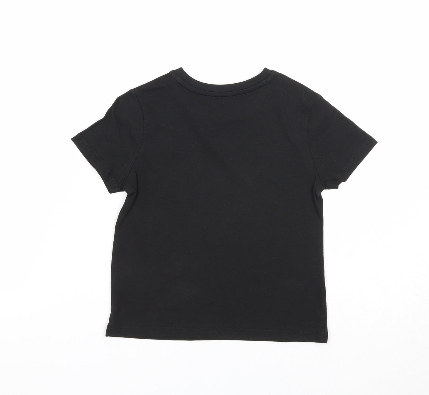 Preworn Girls Black Cotton Basic T-Shirt Size 2-3 Years Scoop Neck Pullover - Always Team Santa