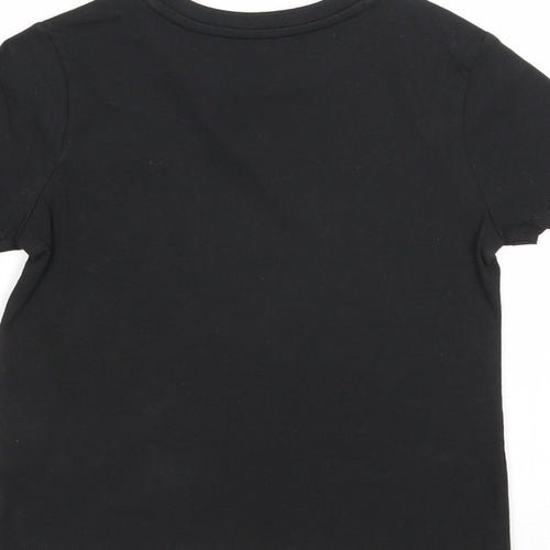 Preworn Girls Black Cotton Basic T-Shirt Size 2-3 Years Scoop Neck Pullover - Always Team Santa