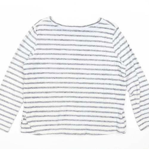 Falmer Heritage Womens White Round Neck Striped Polyester Pullover Jumper Size 14