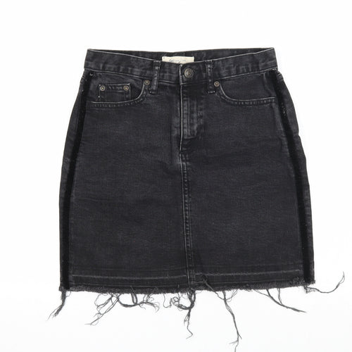 Gap Womens Black Cotton A-Line Skirt Size 24 in Zip