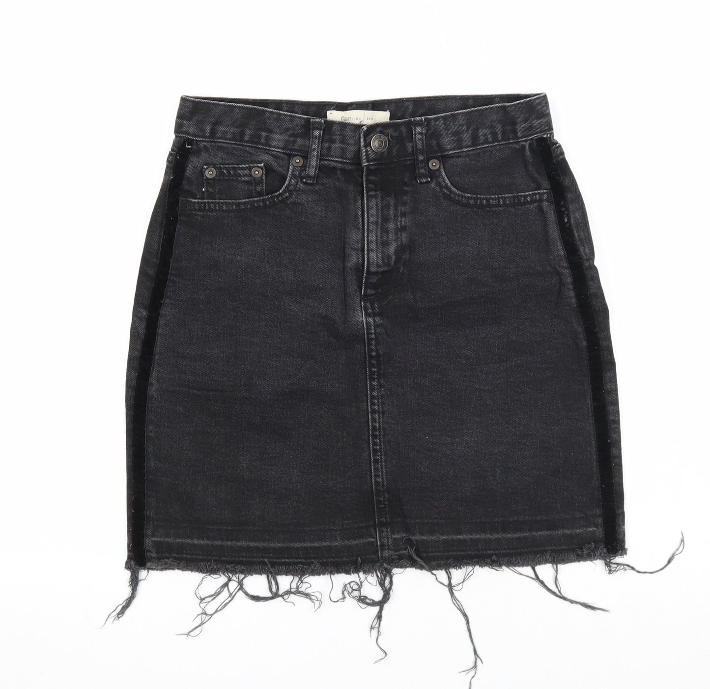 Gap Womens Black Cotton A-Line Skirt Size 24 in Zip