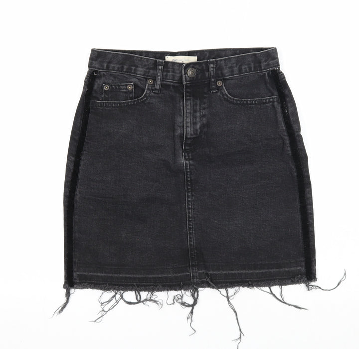 Gap Womens Black Cotton A-Line Skirt Size 24 in Zip