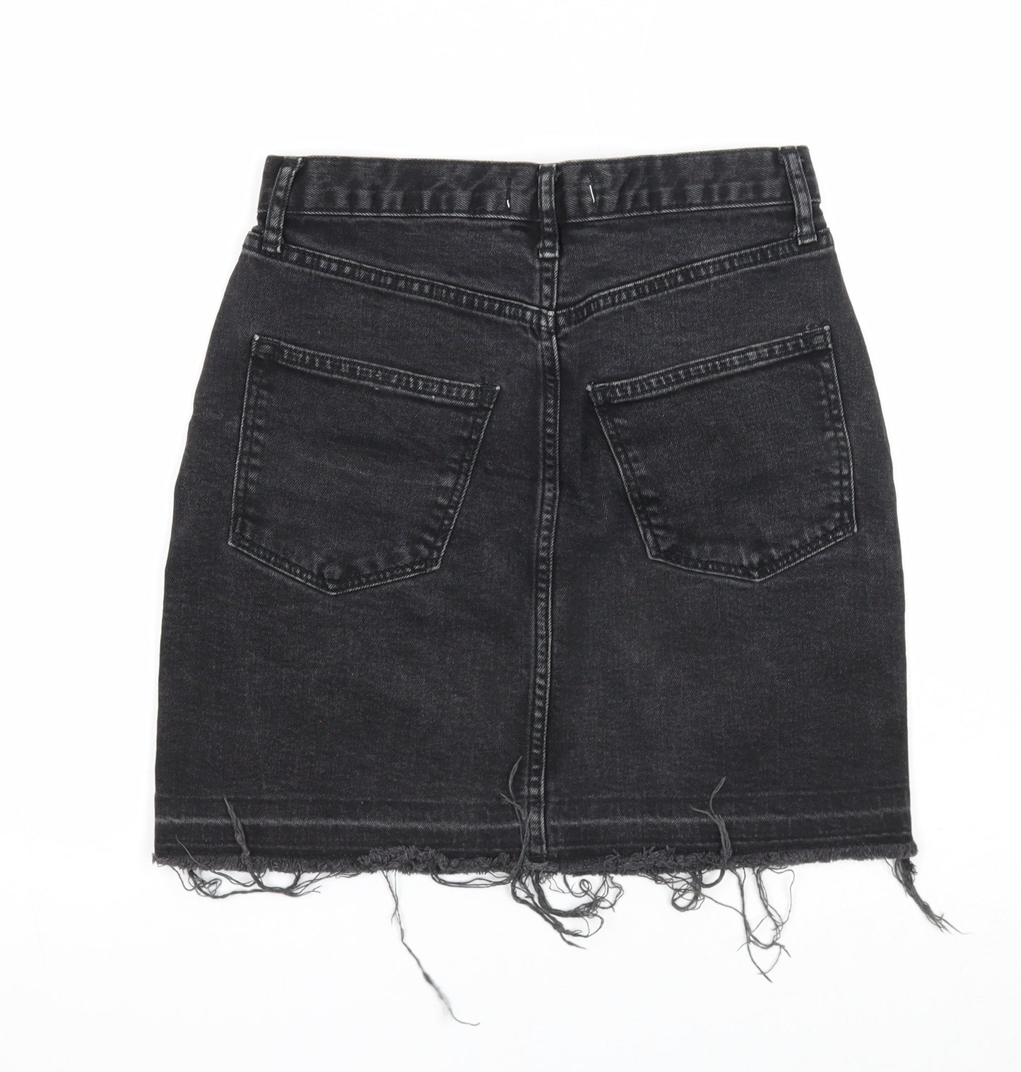 Gap Womens Black Cotton A-Line Skirt Size 24 in Zip