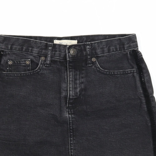 Gap Womens Black Cotton A-Line Skirt Size 24 in Zip