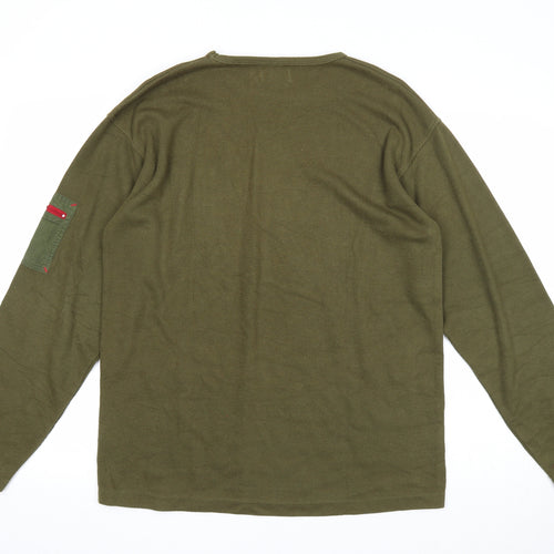 MX Active Mens Green Round Neck Polyester Pullover Jumper Size M Long Sleeve