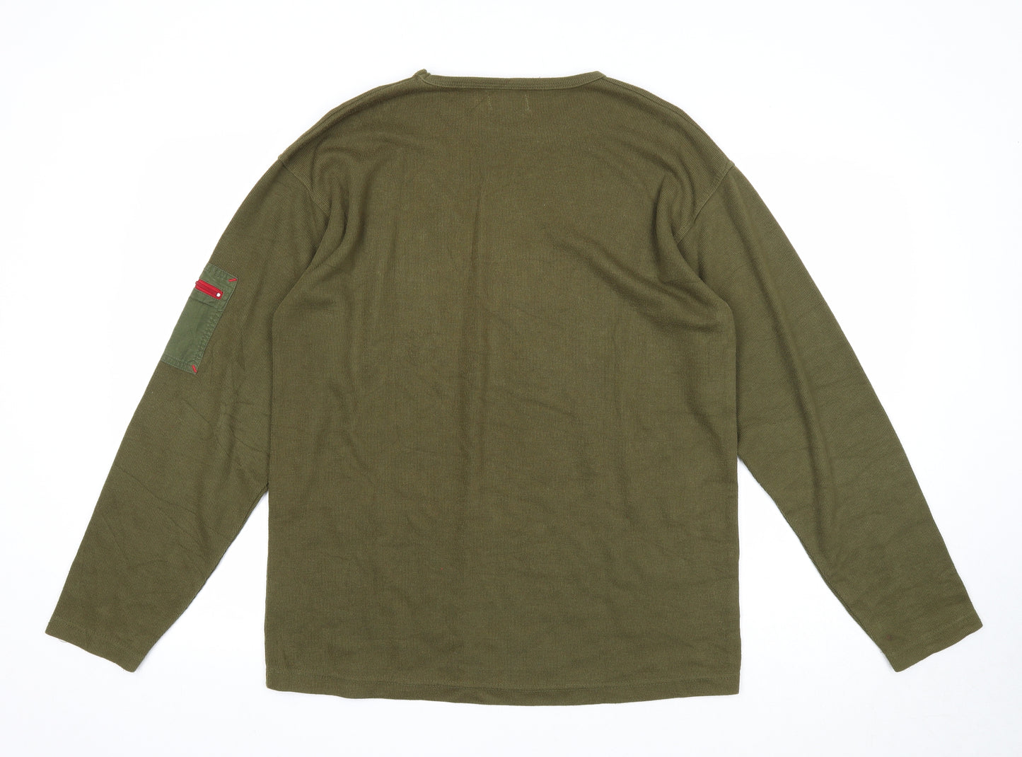 MX Active Mens Green Round Neck Polyester Pullover Jumper Size M Long Sleeve