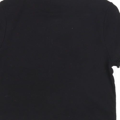 New Look Womens Black Cotton Cropped T-Shirt Size 14 Round Neck - Nothing To Wear