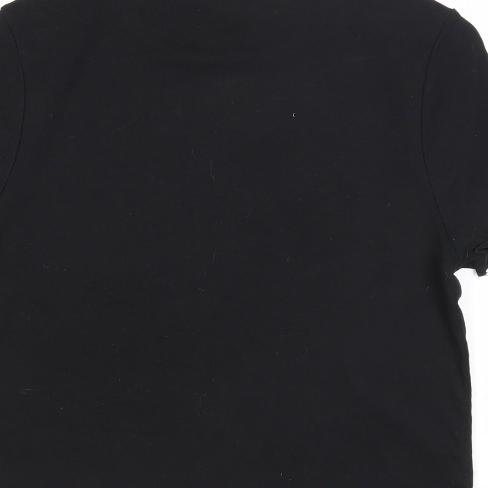 New Look Womens Black Cotton Cropped T-Shirt Size 14 Round Neck - Nothing To Wear