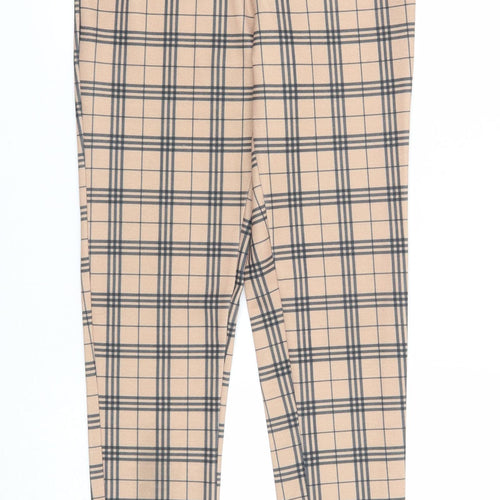 Select Womens Beige Plaid Polyester Trousers Size 8 Regular