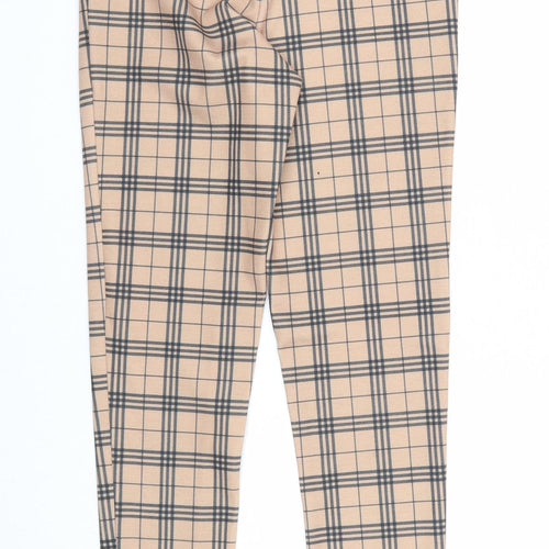 Select Womens Beige Plaid Polyester Trousers Size 8 Regular