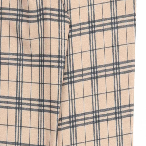 Select Womens Beige Plaid Polyester Trousers Size 8 Regular
