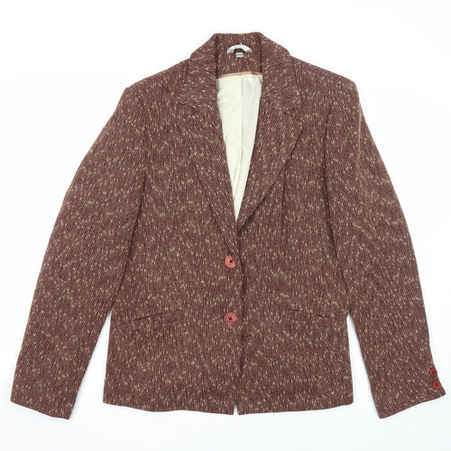Klass Womens Brown Geometric Jacket Blazer Size 16 Button