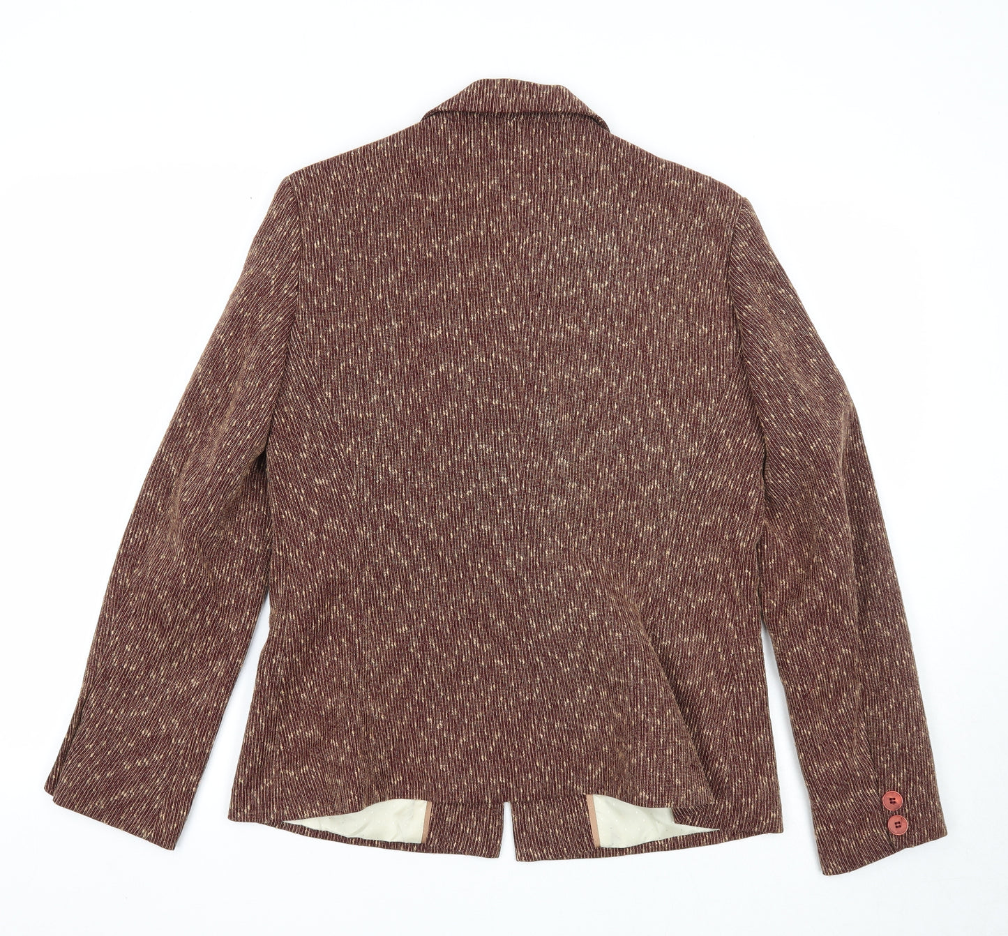 Klass Womens Brown Geometric Jacket Blazer Size 16 Button
