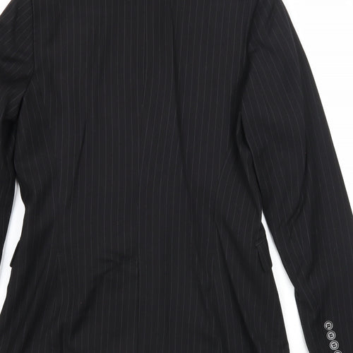 Yumi Womens Black Striped Polyester Jacket Blazer Size 12
