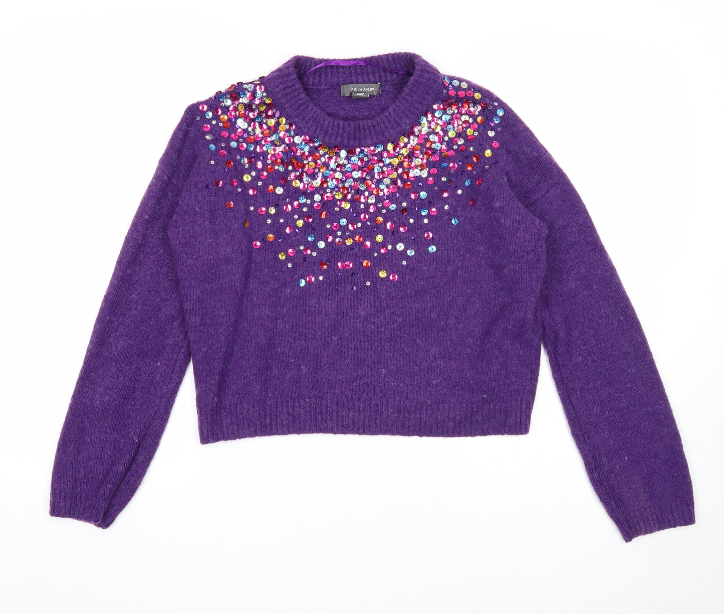 Primark Womens Purple Round Neck Acrylic Pullover Jumper Size 4