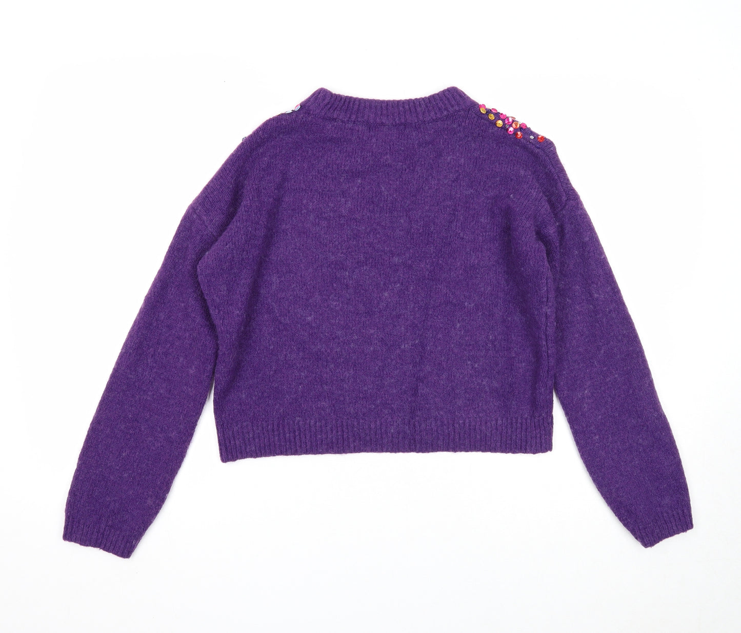 Primark Womens Purple Round Neck Acrylic Pullover Jumper Size 4