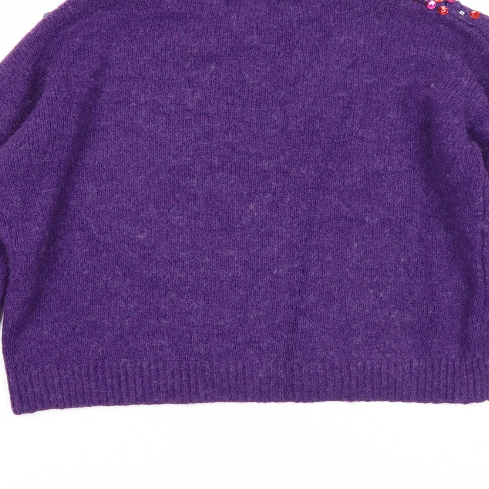 Primark Womens Purple Round Neck Acrylic Pullover Jumper Size 4