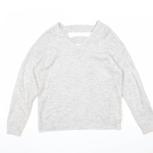 F&F Womens Grey V-Neck Acrylic Pullover Jumper Size 8