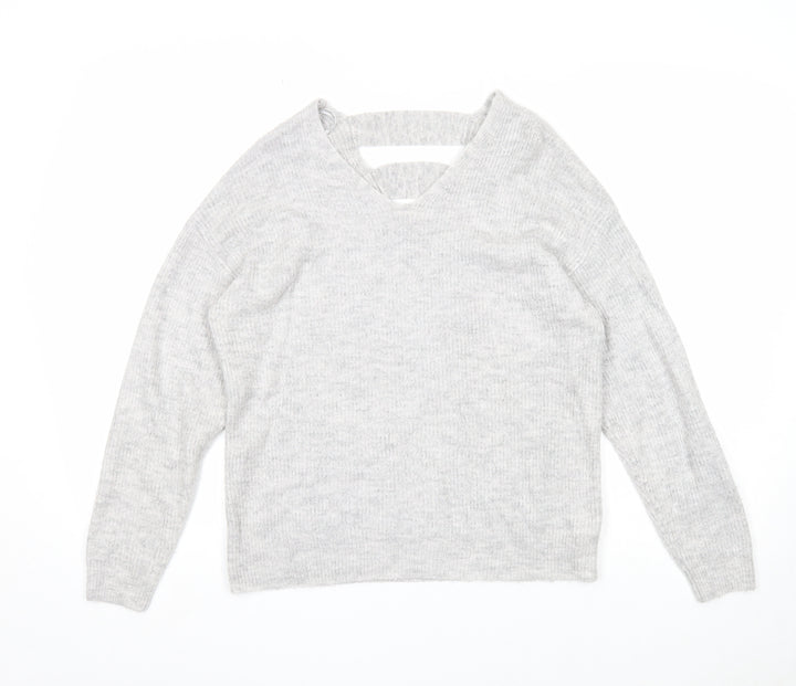 F&F Womens Grey V-Neck Acrylic Pullover Jumper Size 8