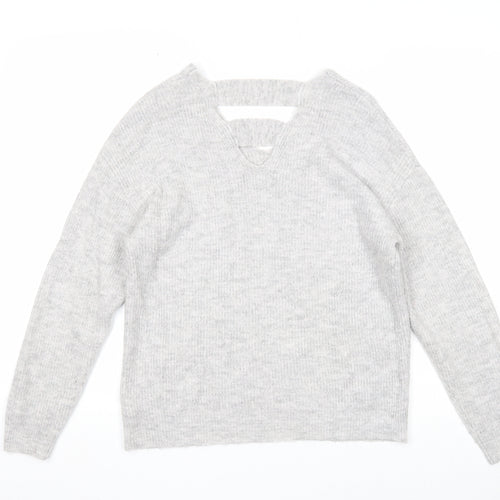 F&F Womens Grey V-Neck Acrylic Pullover Jumper Size 8