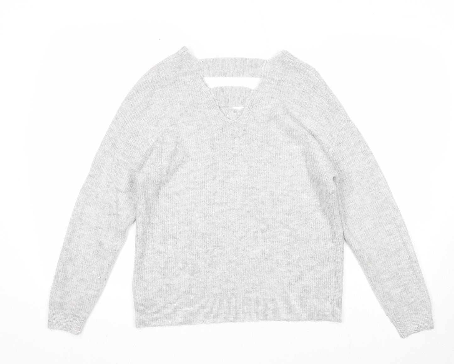 F&F Womens Grey V-Neck Acrylic Pullover Jumper Size 8