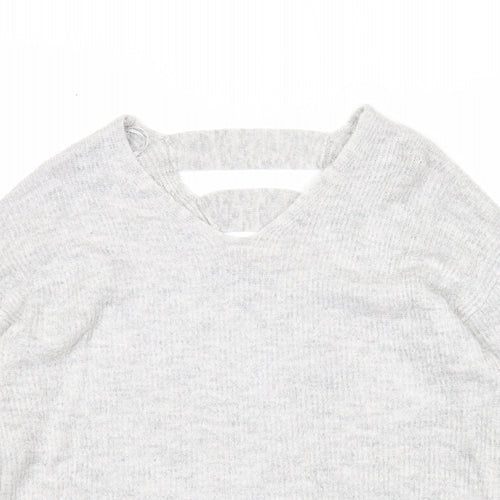 F&F Womens Grey V-Neck Acrylic Pullover Jumper Size 8