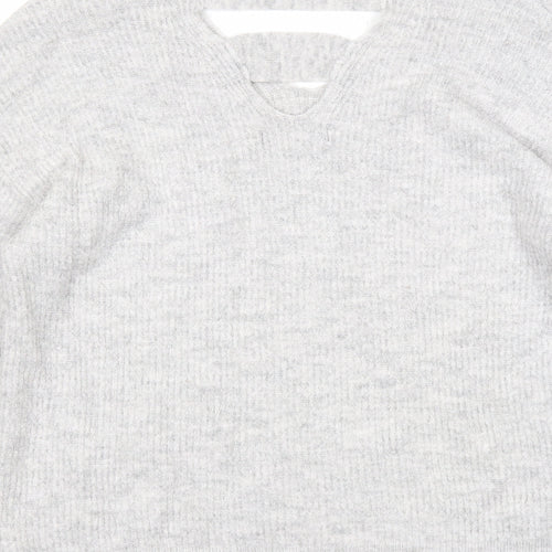 F&F Womens Grey V-Neck Acrylic Pullover Jumper Size 8