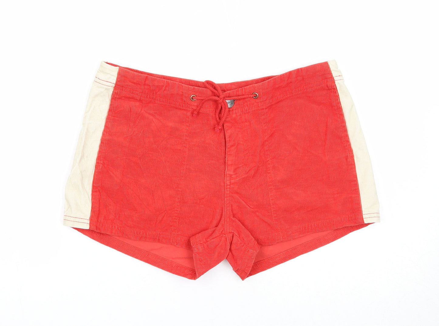 Divided Womens Red Striped Cotton Basic Shorts Size 12 Regular Drawstring
