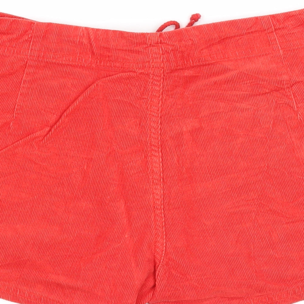 Divided Womens Red Striped Cotton Basic Shorts Size 12 Regular Drawstring